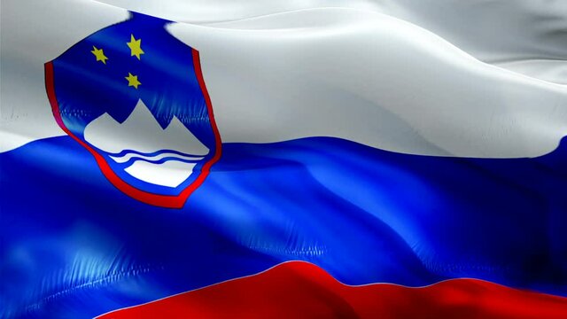 Slovenian flag. 3d Slovenia sign waving video. Flag of Slovenia holiday loop animation. Slovenian flag silk HD resolution Background. Slovenia flag Closeup 1080p HD video for Independence Day