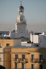 Cadiz Andalusia Spain old town historic fort city wall promenade botanic garden house facades...