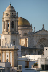 Cadiz Andalusia Spain old town historic fort city wall promenade botanic garden house facades...