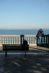 Cadiz Andalusia Spain old town historic fort city wall promenade botanic garden house facades...