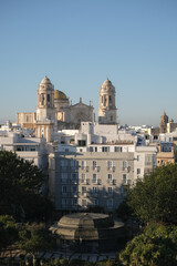 Cadiz Andalusia Spain old town historic fort city wall promenade botanic garden house facades...