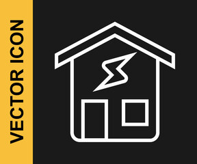 White line Smart home icon isolated on black background. Remote control. Vector