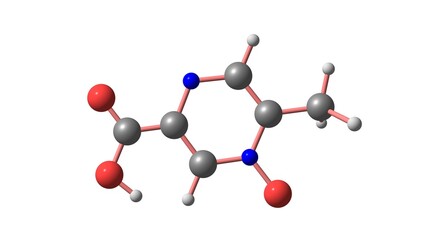 Acipimox molecular structure isolated on white