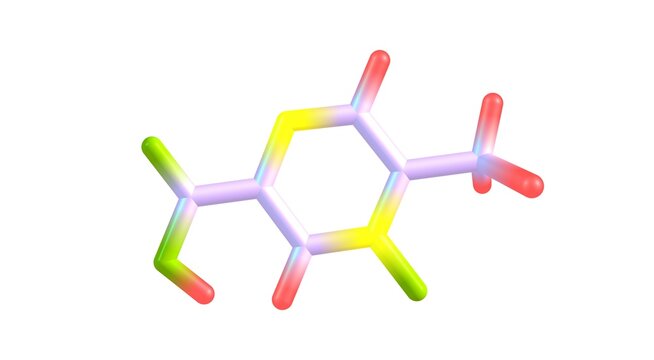 Acipimox molecular structure isolated on white