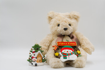 熊のぬいぐるみのクリスマスデコレーション