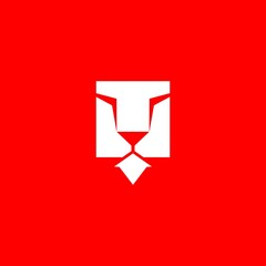 logo combination between rectangle and lion head © Kaswan