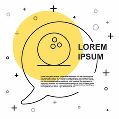 Black line Bowling ball icon isolated on white background. Sport equipment. Random dynamic shapes. Vector