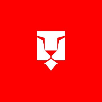 logo combination between rectangle and lion head