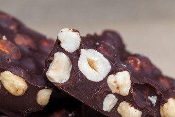 bitter chocolate with hazelnuts, homemade