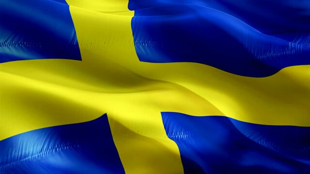 Sweden flag video. National 3d Swedish Flag Slow Motion video. Sweden tourism Flag Blowing Close Up. Swedish Flags Motion Loop HD resolution Background Closeup 1080p Full HD video flags 
