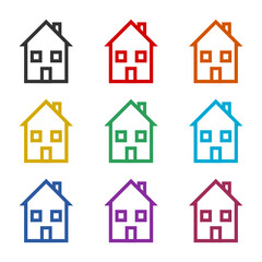 Home icon symbol for website isolated on white background, color set