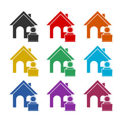 Online working icon isolated on white background, color set