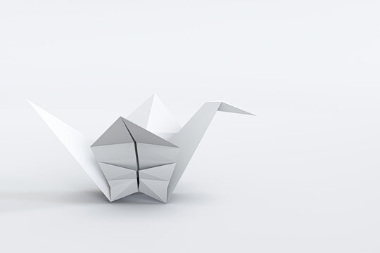 origami crane isolated on white background