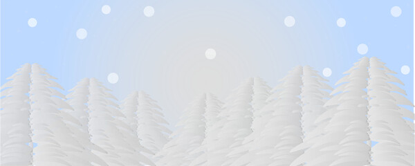 Winter background vector, pine garden in winter with snowing, christmas background.skybackground.