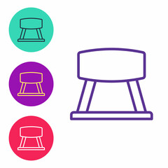 Set line Pommel horse icon isolated on white background. Sports equipment for jumping and gymnastics. Set icons colorful. Vector