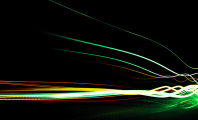 lines of lights. lights of cars with night. long exposure