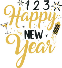 Happy New Year T-Shirt Svg Design- new year crew svg, new years svg, new years eve svg, happy new year