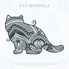 Cat Mandala. Vintage decorative elements. Oriental pattern, vector illustration.
