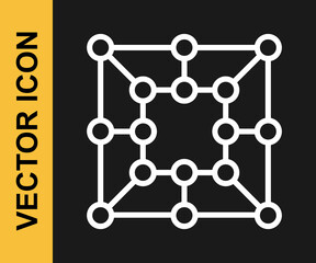 White line Board game icon isolated on black background. Vector