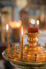 burning candles in church