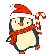 Christmas cartoons clip art. Christmas penguin  illustration