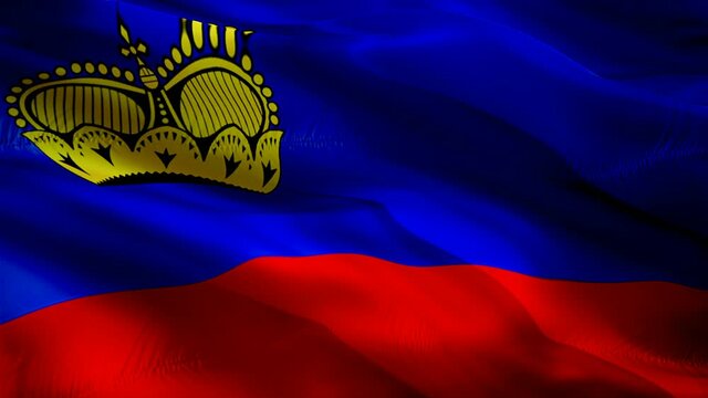 Liechtenstein flag. 3d Liechtenstein sign waving video. Flag of Liechtenstein seamless loop animation silk HD Background. Liechtenstein tourism flag Closeup 1080p HD video for Independence Day,Victory