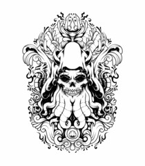 Octopus monster Illustration silhouette