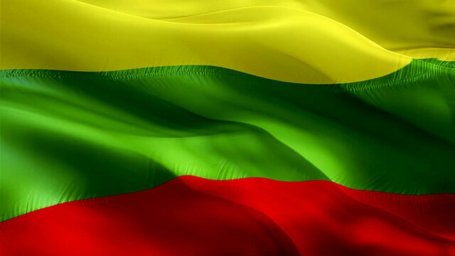 Lithuanian flag. 3d Lithuania sign waving video. Flag of Lithuania holiday seamless loop animation. Lithuanian flag silk HD resolution Background. Lithuania flag Closeup 1080p HD video for Independenc