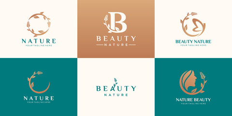 set of abstract beauty nature logo design