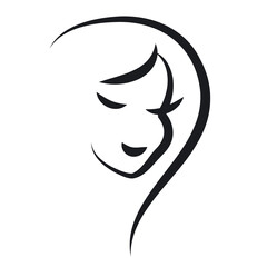 woman face and hair line illustration