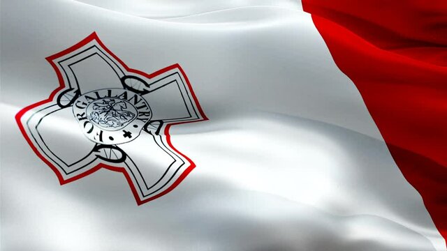 Malta flag video. National 3d Maltese Flag Slow Motion video. Malta tourism Flag Blowing Close Up. Maltese Flags Motion Loop HD resolution Background Closeup 1080p Full HD video flags waving in wind v
