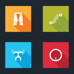 Set Cycling shorts, Bicycle pedals, handlebar and wheel icon. Vector