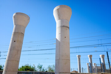 Concrete pillars for the renovation of a new bridge, necessary infrastructure due to poor maintenance in the United States