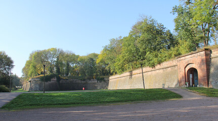 Fototapeta na wymiar Park of the citadel located in Strasbourg Alsace France