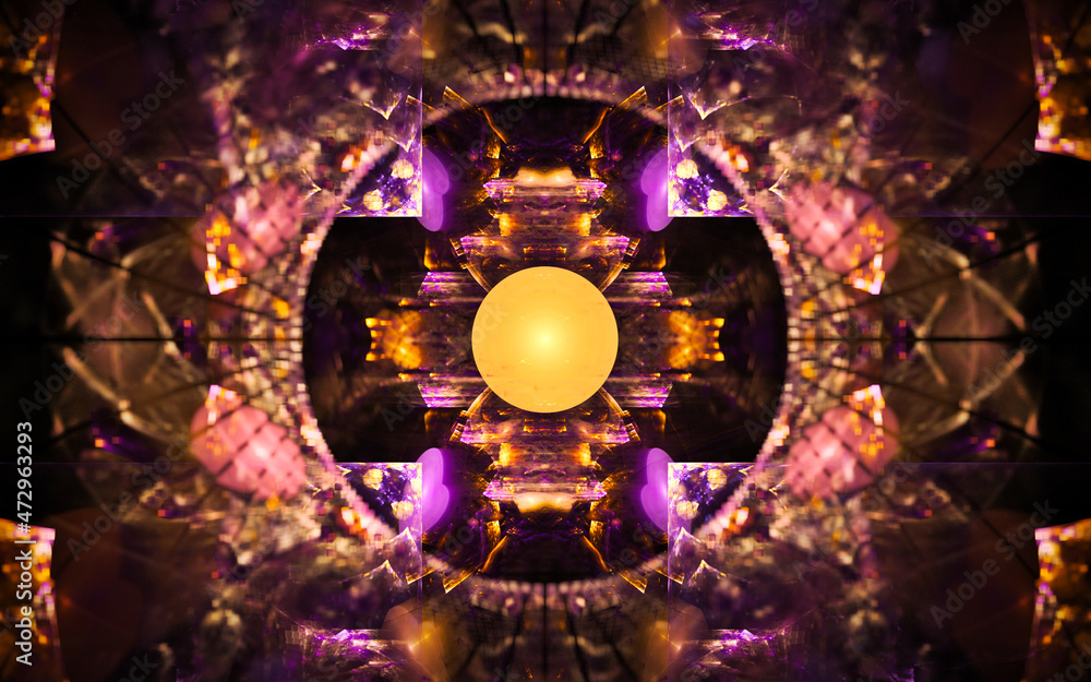Fototapete digital illustration abstract image generated fractal background image portal pattern of various geo
