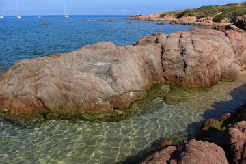 Italy, Sardinia Island: Foreshortening of Isola Rossa Coast.