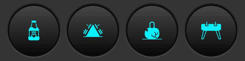 Set Vitamins, Metal rack with weight, Broken and Pommel horse icon. Vector