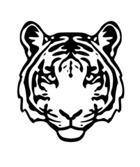 Tiger Black Head Face Portrait Outline Silhouette Stencil Vector Drawing.Symbol of 2022 Cut Out.Chinese new year.Plotter laser cutting.Vinyl wall sticker decal.T shirt print. Cricut. Embroidery design