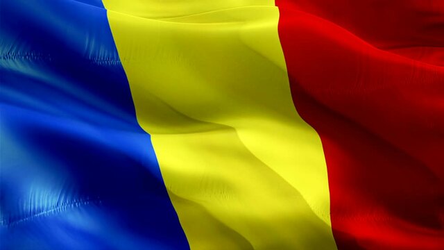 Romanian flag. 3d Romania sign waving video. Flag of Romania holiday seamless loop animation. Romanian flag silk HD resolution Background. Romania flag Closeup 1080p HD video for Independence Day,Vict