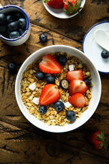 Homemade granola with berries and coconut