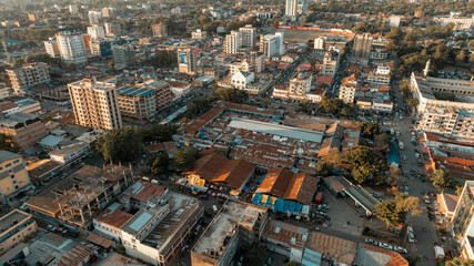 Fototapeta na wymiar Aerial view of the mount meru in Arusha city, Tanzania