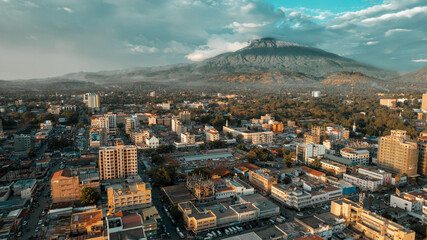 Aerial view of the Arusha city, Tanzania - obrazy, fototapety, plakaty