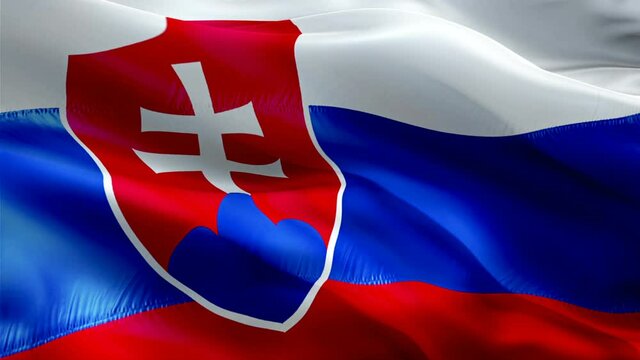 Slovakian flag. 3d Slovakia sign waving video. Flag of Slovakia holiday seamless loop animation. Slovakian flag silk HD resolution Background. Slovakia flag Closeup 1080p HD video for Independence Day