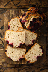 Homemade pound cake with red berries