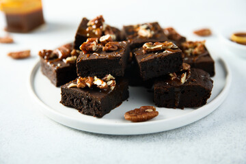 Homemade brownie with pecan nuts