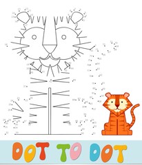 Dot to dot puzzle for children. Connect dots game. Tiger  illustration