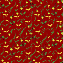 Seamless floral pattern design with background color