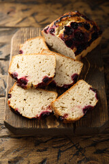 Homemade pound cake with red berries