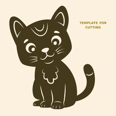 Template for laser cutting, wood carving, paper cut. Silhouettes for cutting. Cat  stencil.