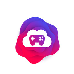 Cloud gaming icon with cloud and gamepad